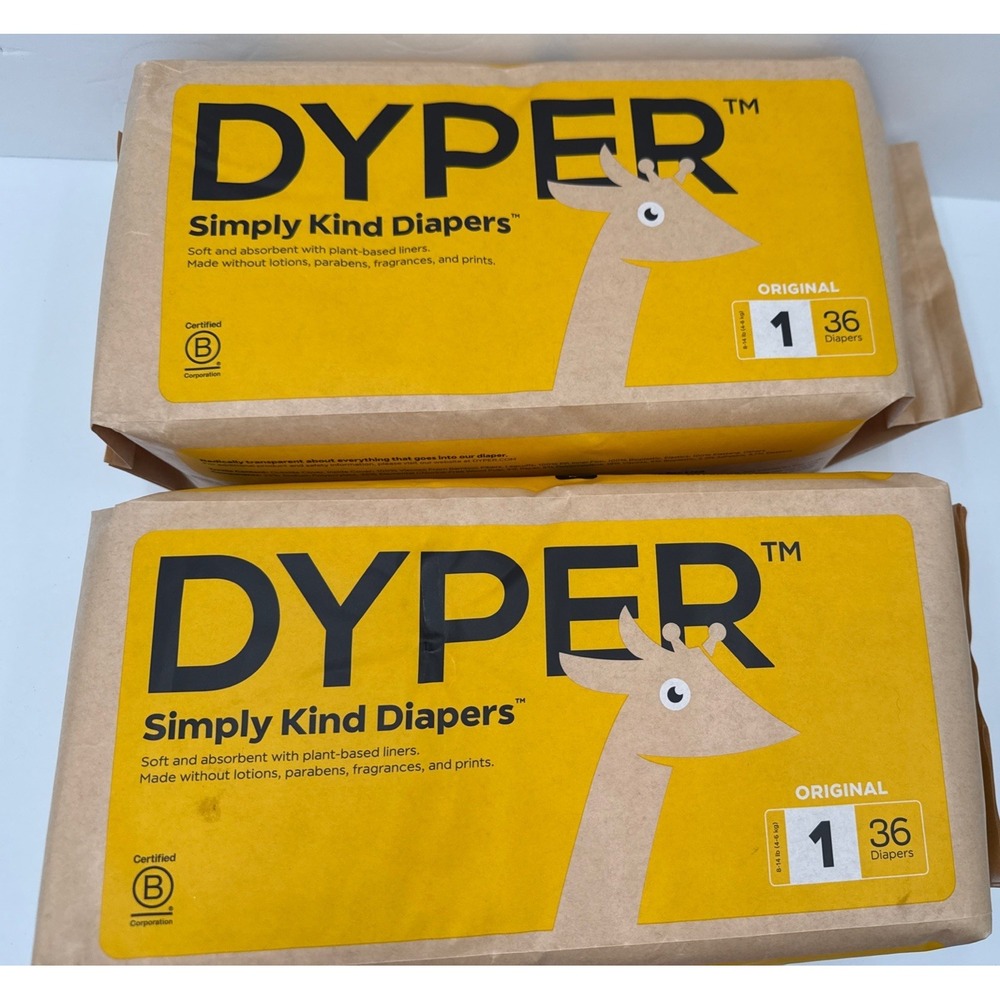 NEW-DYPER Simply Kind Diapers, Remarkably Soft, Size 1 #72 Count Sealed For Baby